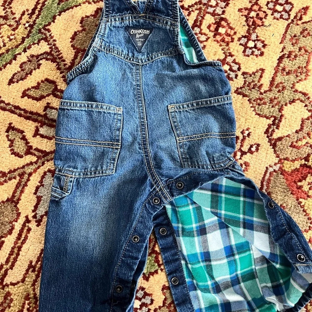 Denim Overalls Oshkosh 12 mths flannel lining